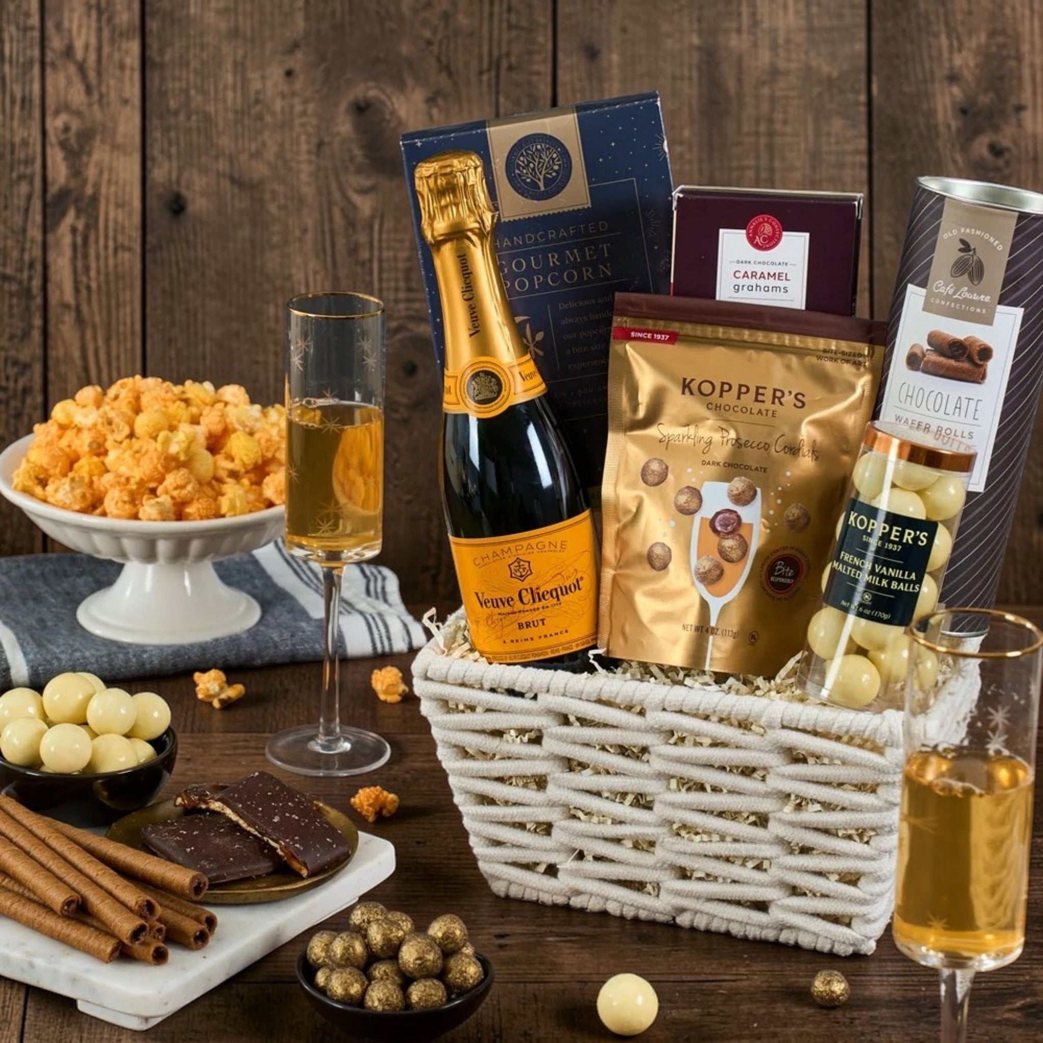 Midnight Snack Veuve Champagne Basket
