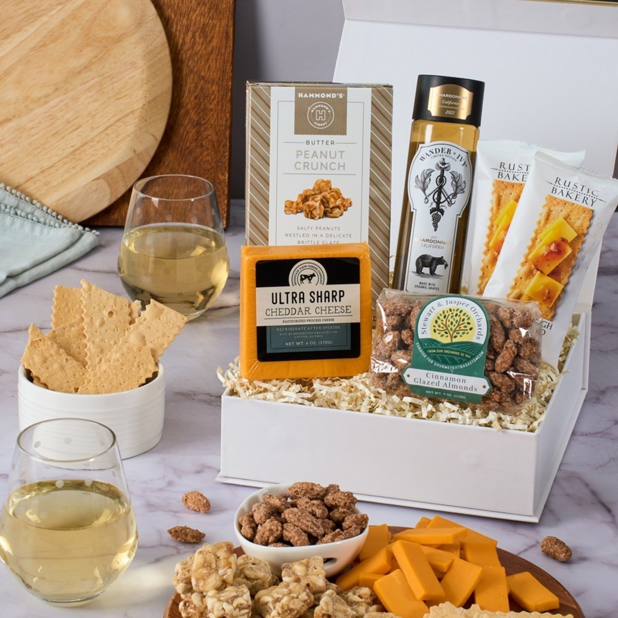 White Wine Cheese and Cracker Gift Box